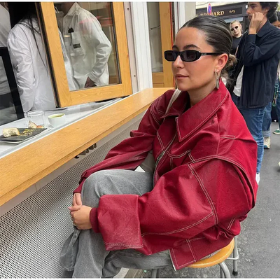 Faye™ Oversized leather jacket