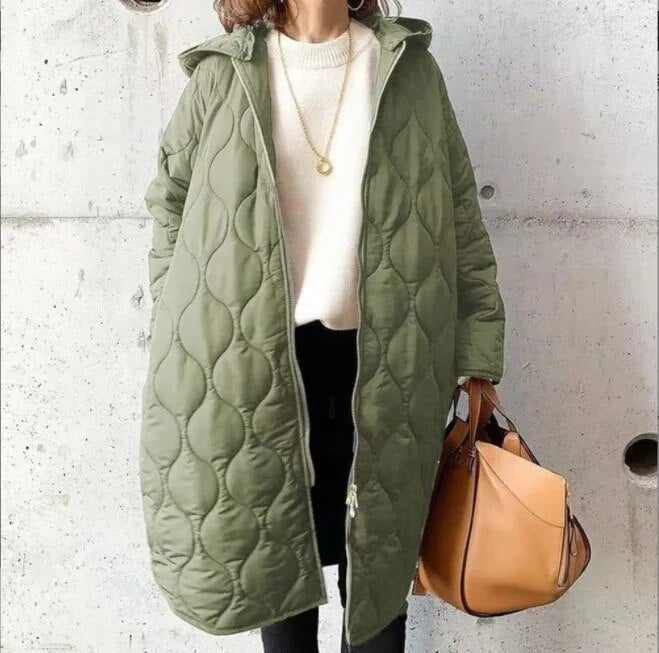 Priscilla – Elegant Parka with Hood and Fine Detailing