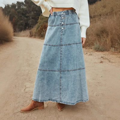 Boho Maxi Denim Skirt