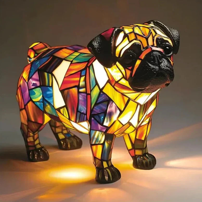 Unieke Mopshond Mozaïeklamp