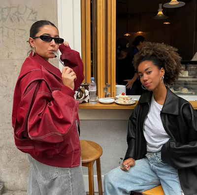 Faye™ Oversized leather jacket