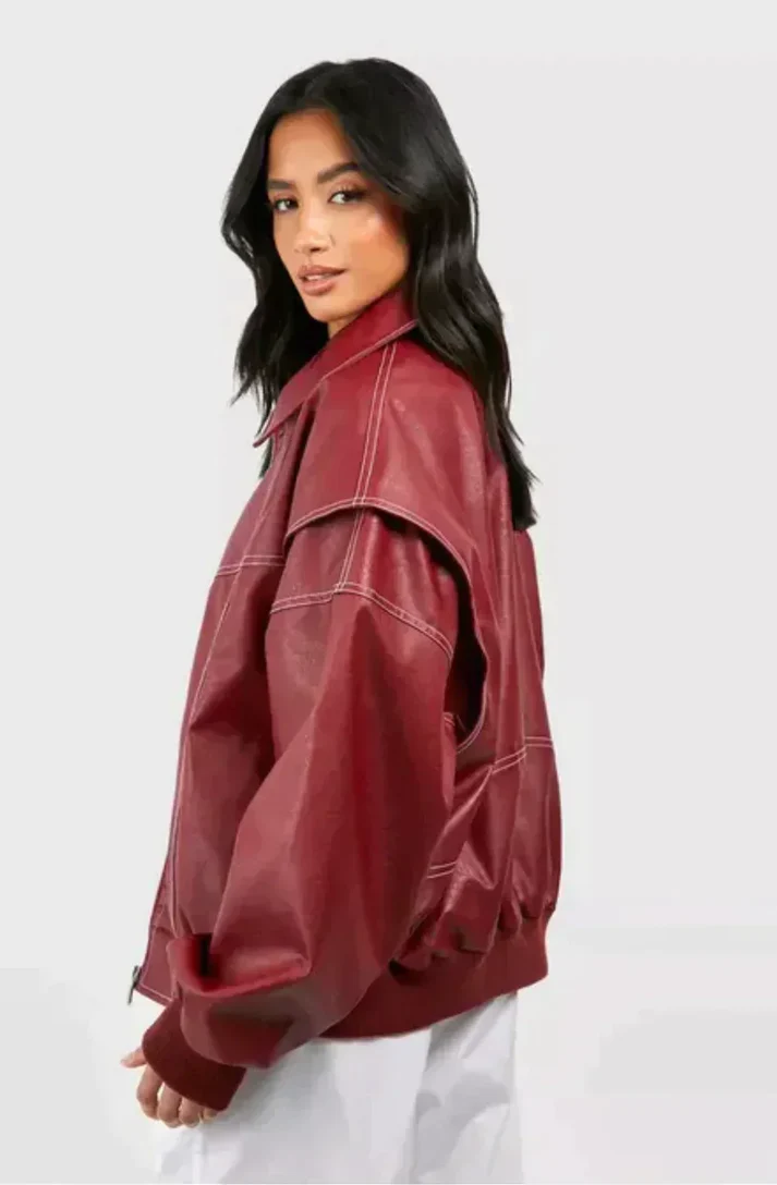 Faye™ Oversized leather jacket