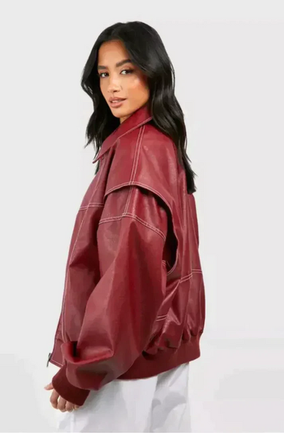 Faye™ Oversized leather jacket