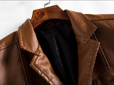 Men's Coats Made from High-Quality Faux Leather with Stylish Buttons and Practical Pockets