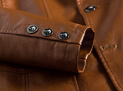Men's Coats Made from High-Quality Faux Leather with Stylish Buttons and Practical Pockets