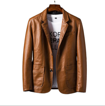 Men's Coats Made from High-Quality Faux Leather with Stylish Buttons and Practical Pockets