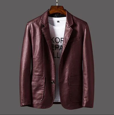 Men's Coats Made from High-Quality Faux Leather with Stylish Buttons and Practical Pockets
