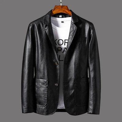 Men's Coats Made from High-Quality Faux Leather with Stylish Buttons and Practical Pockets