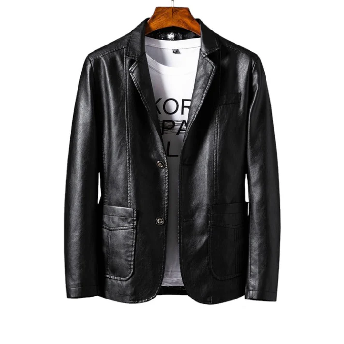 Men's Coats Made from High-Quality Faux Leather with Stylish Buttons and Practical Pockets