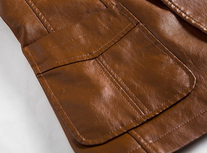 Men's Coats Made from High-Quality Faux Leather with Stylish Buttons and Practical Pockets