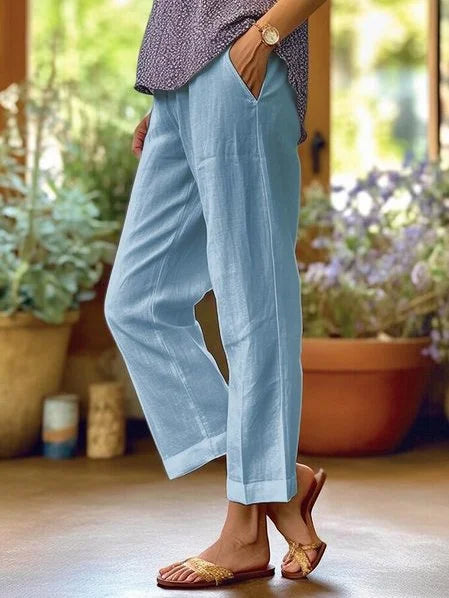Loose Fit Cotton Linen Trousers