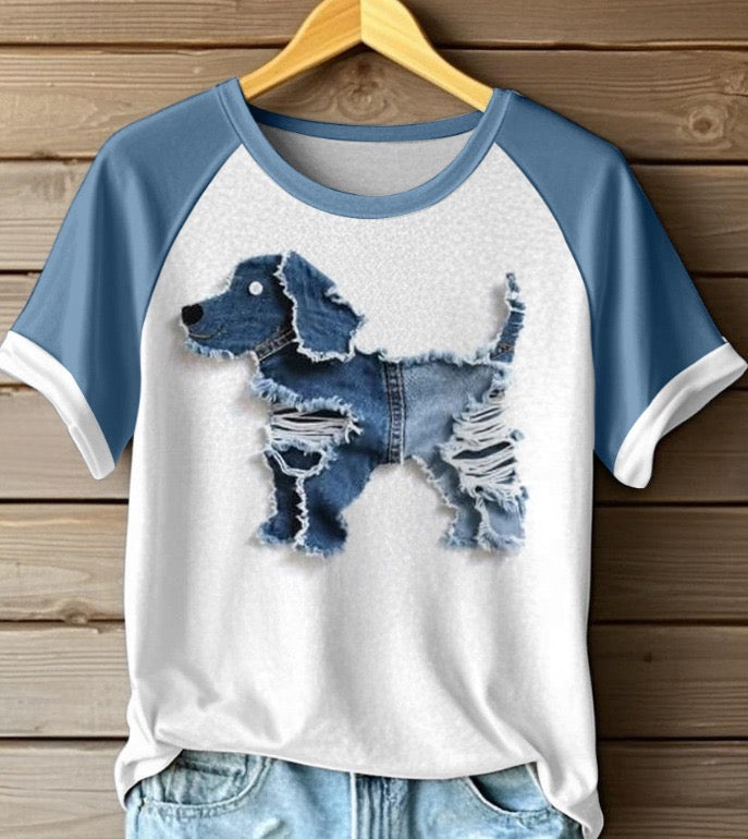 Van der Hulst™ | Zomers T-shirt met denimlook voor dames
