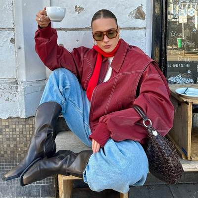 Faye™ Oversized leather jacket