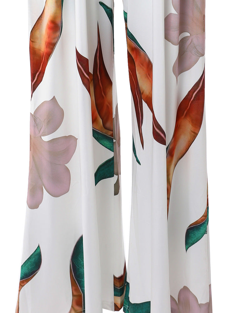 Women's Tropical Print Off-Shoulder Wide-Leg Jumpsuit