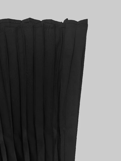High-Low Cape Maxi Dress with Pleats & Round Neck