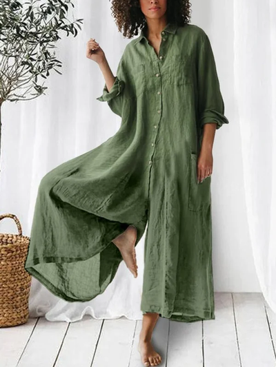 Wide-Leg Long Sleeve Jumpsuit – Effortless Fit