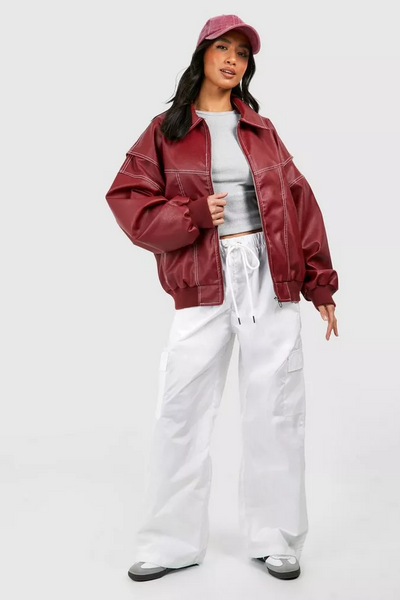 Faye™ Oversized leather jacket