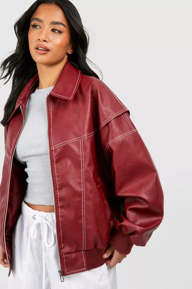 Faye™ Oversized leather jacket