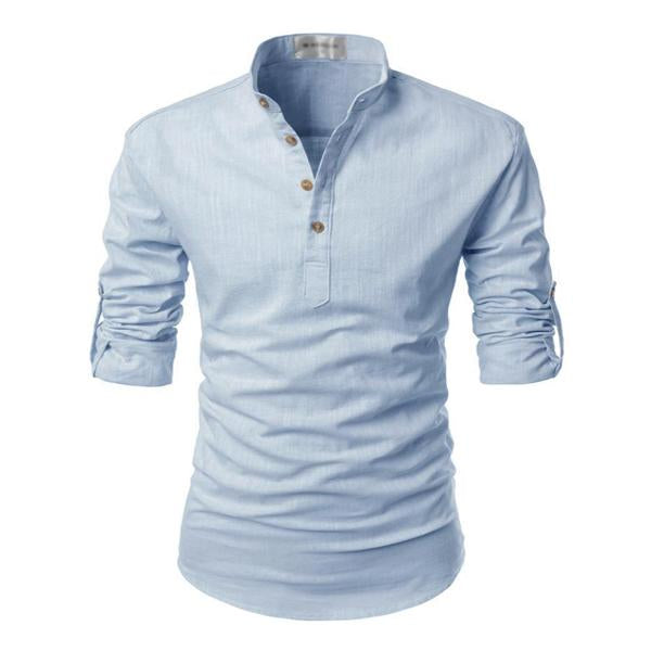 Men's Solid Colour Stand Collar Shirt