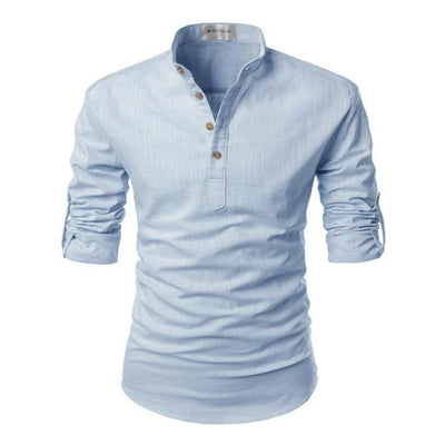 Men's Solid Colour Stand Collar Shirt
