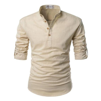 Men's Solid Colour Stand Collar Shirt
