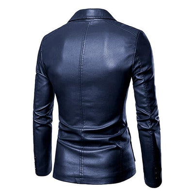 Men's Vintage Lapel Two Button Leather Blazer
