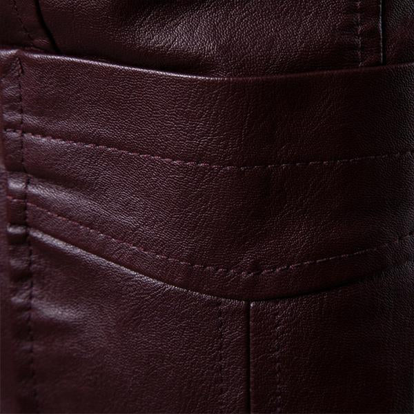 Men's Vintage Lapel Two Button Leather Blazer