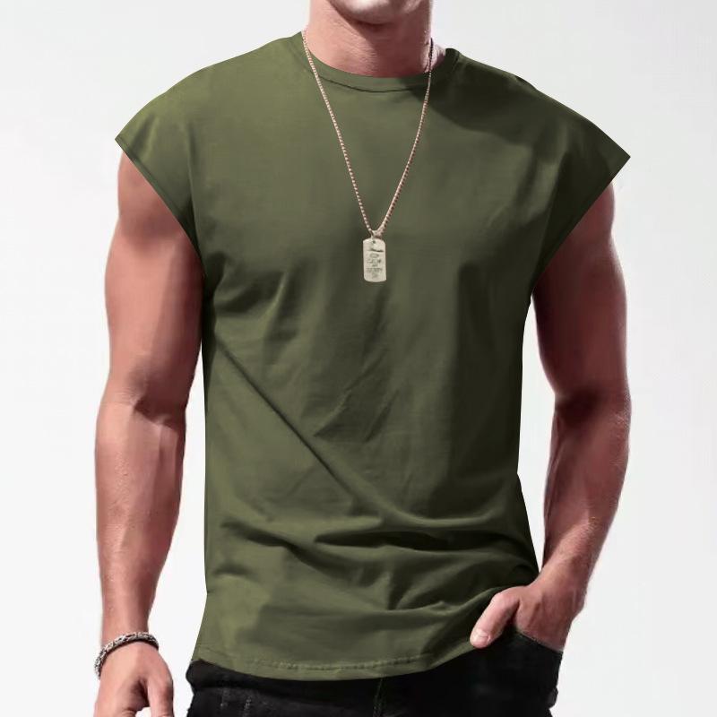 Men's Solid Loose Sleeveless Sports T-Shirt