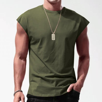 Men's Solid Loose Sleeveless Sports T-Shirt