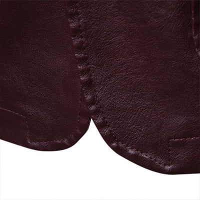 Men's Vintage Lapel Two Button Leather Blazer