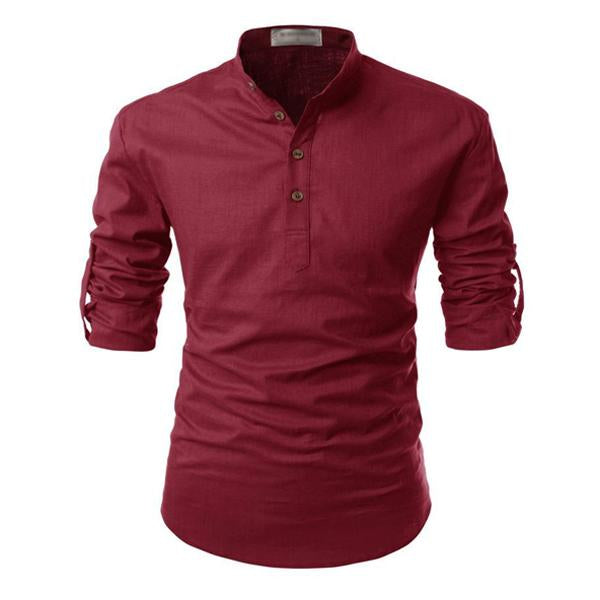 Men's Solid Colour Stand Collar Shirt