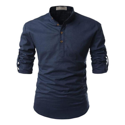 Men's Solid Colour Stand Collar Shirt