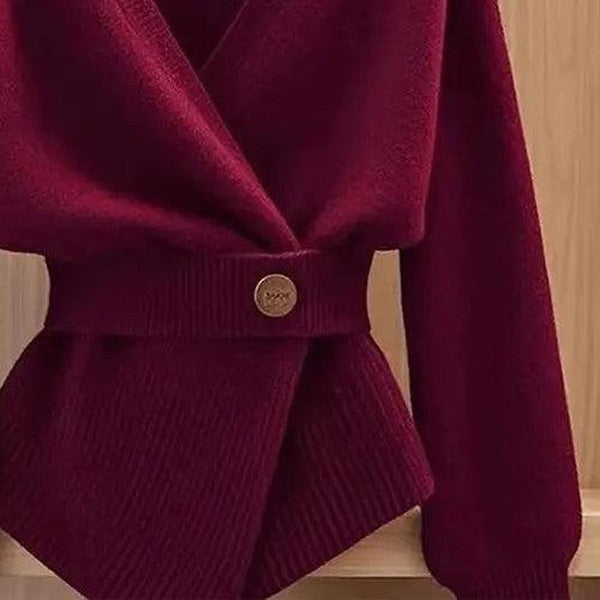 Burgundy Long Sleeve Plain Sweater