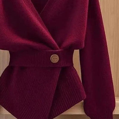 Burgundy Long Sleeve Plain Sweater