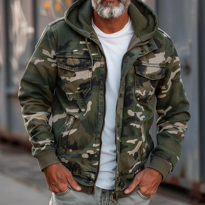 Hudson – Men’s Camo Cargo Jacket with Hood & Utility Pockets