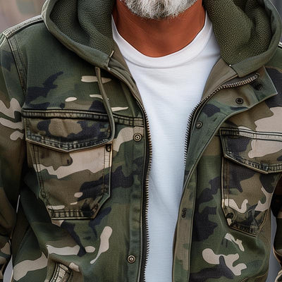 Hudson – Men’s Camo Cargo Jacket with Hood & Utility Pockets