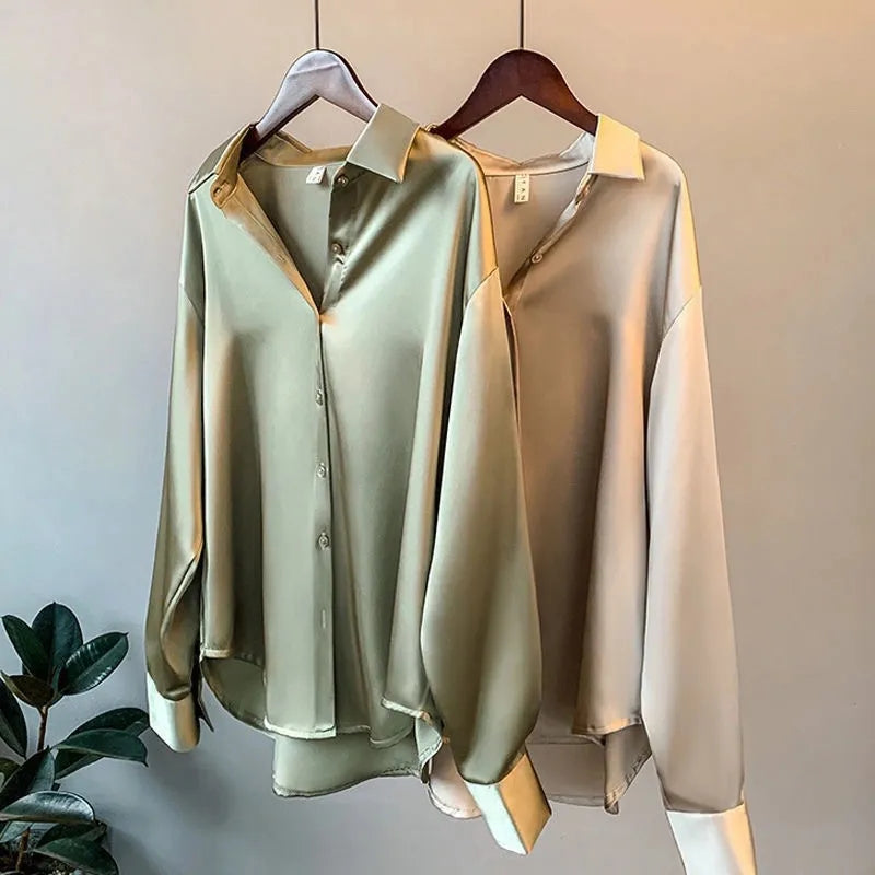 BRIGET ELEGANT WOMAN'S SATIN SHIRT