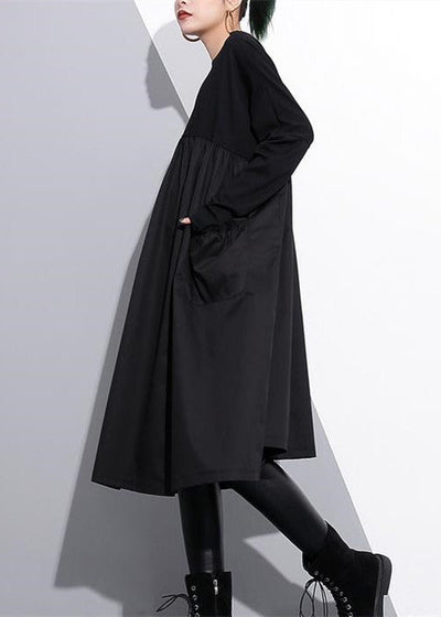 Elegant Black Cotton Shift Dress