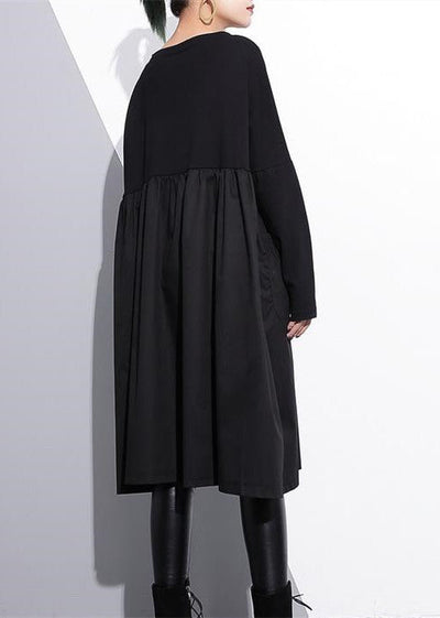 Elegant Black Cotton Shift Dress